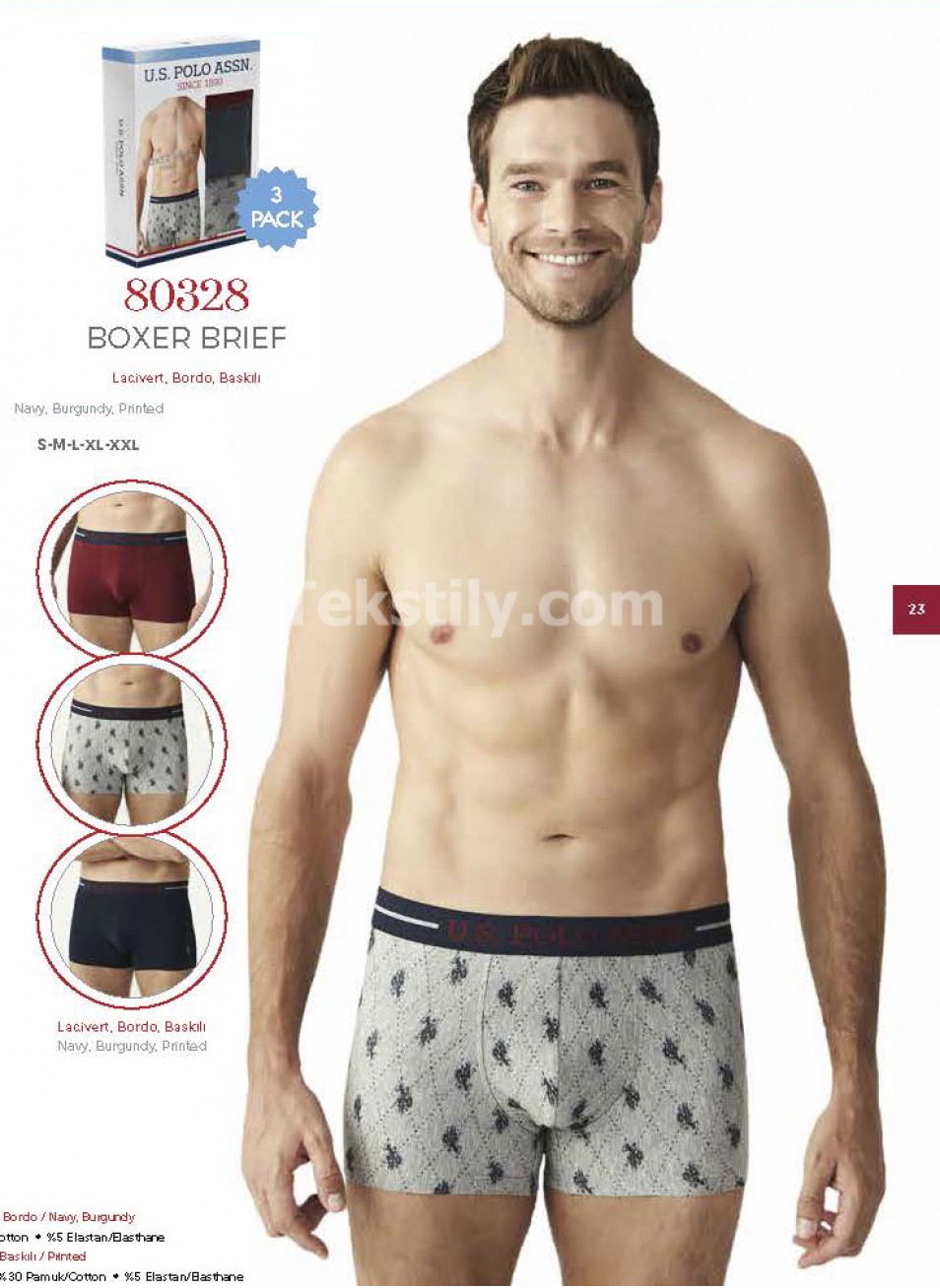 Мужские Трусы Boxer 3 шт./ уп. (S,M,L,XL,2XL) U.S.POLO ASSN.