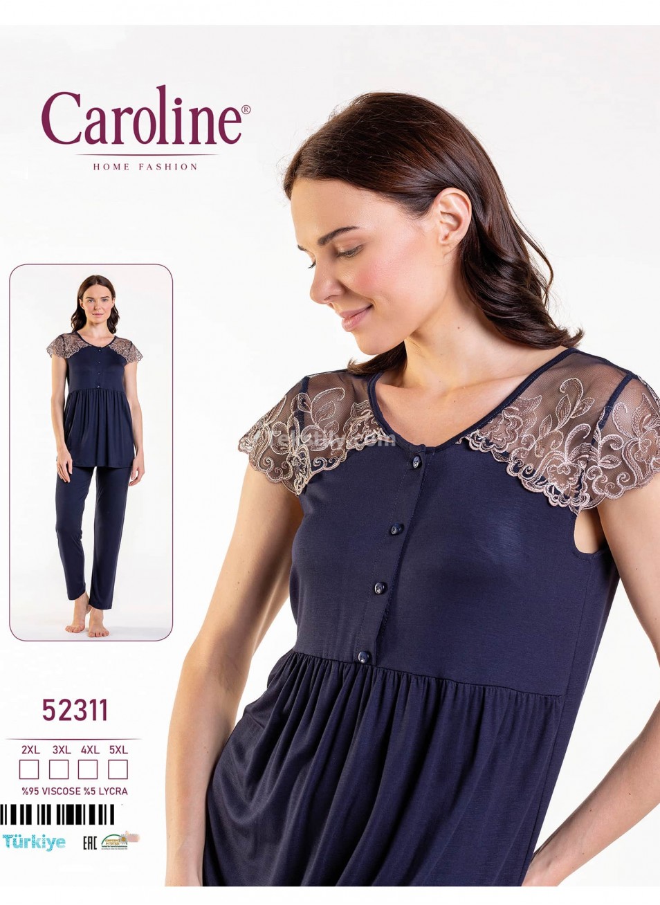 Женская Пижамa Caroline (2XL+3XL+4XL+5XL) 