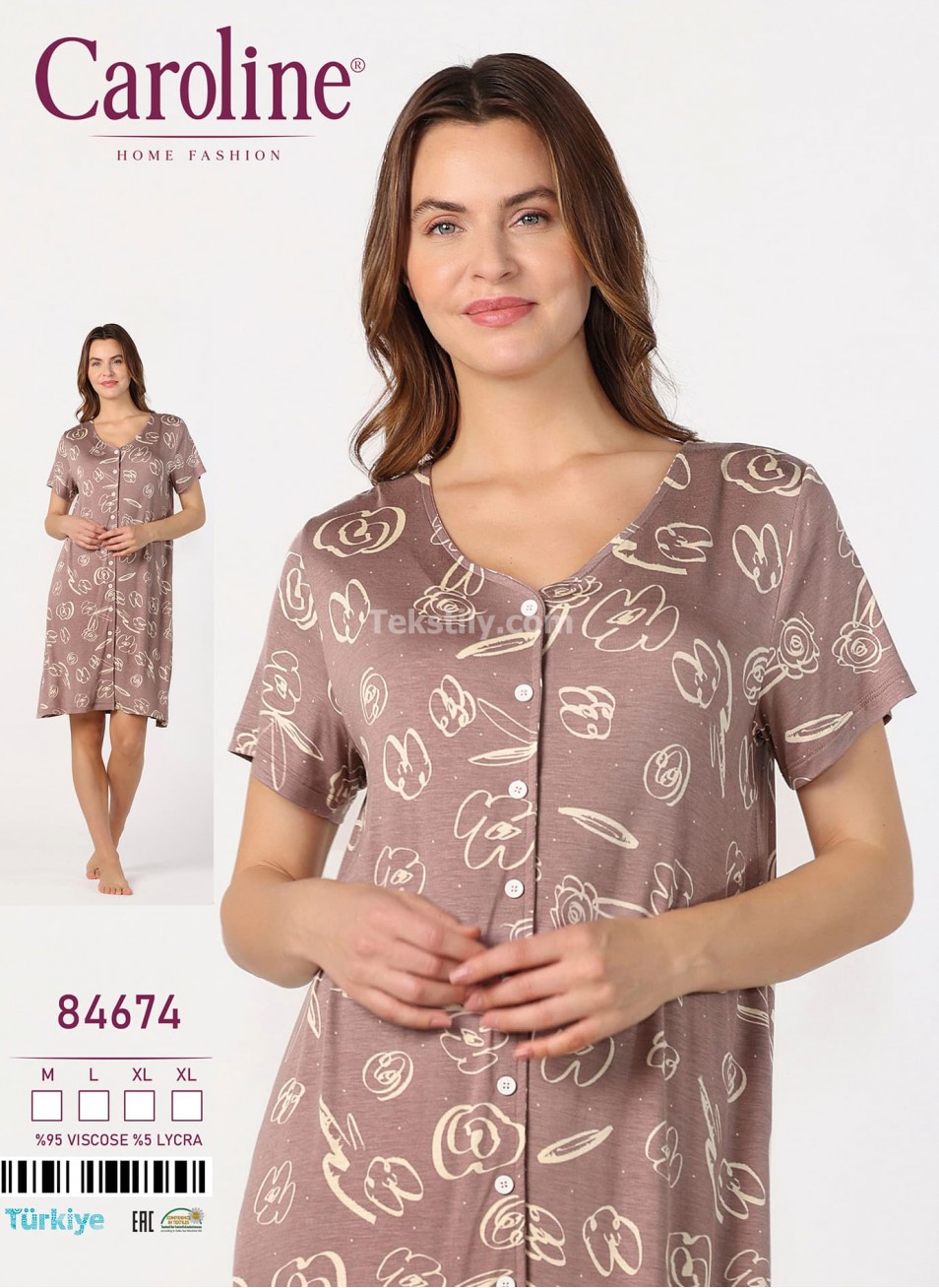 Женский домашний халат Caroline (M+L+XL+XL)