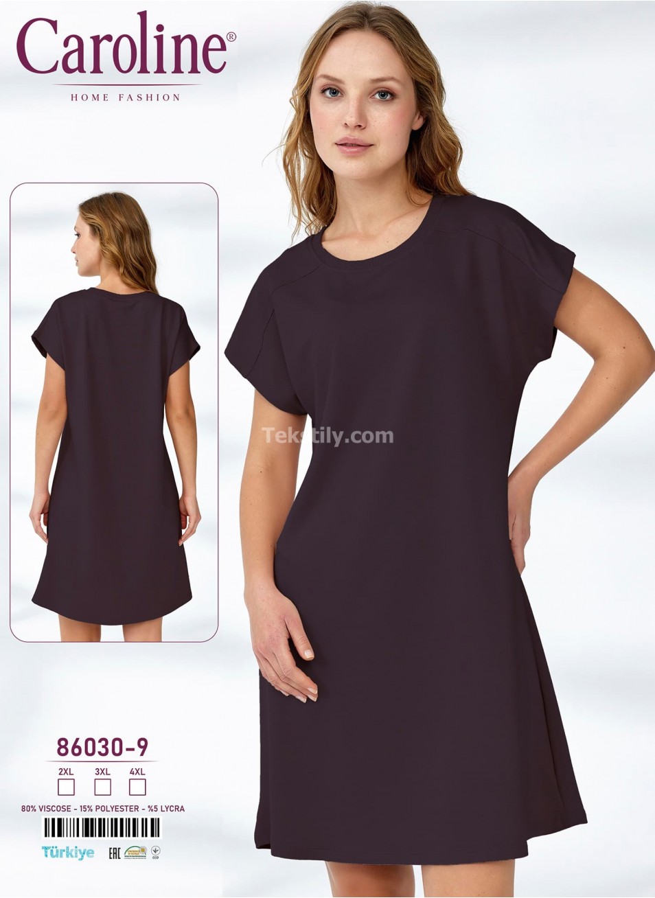 Женское домашнее платье Caroline (2XL+3XL+4XL)