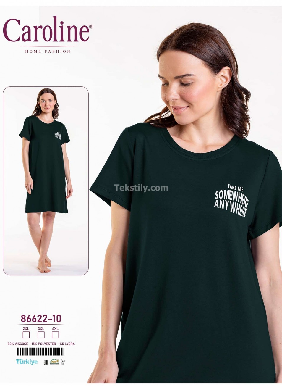 Женская Ночная Сорочка Caroline (2XL+3XL+4XL)