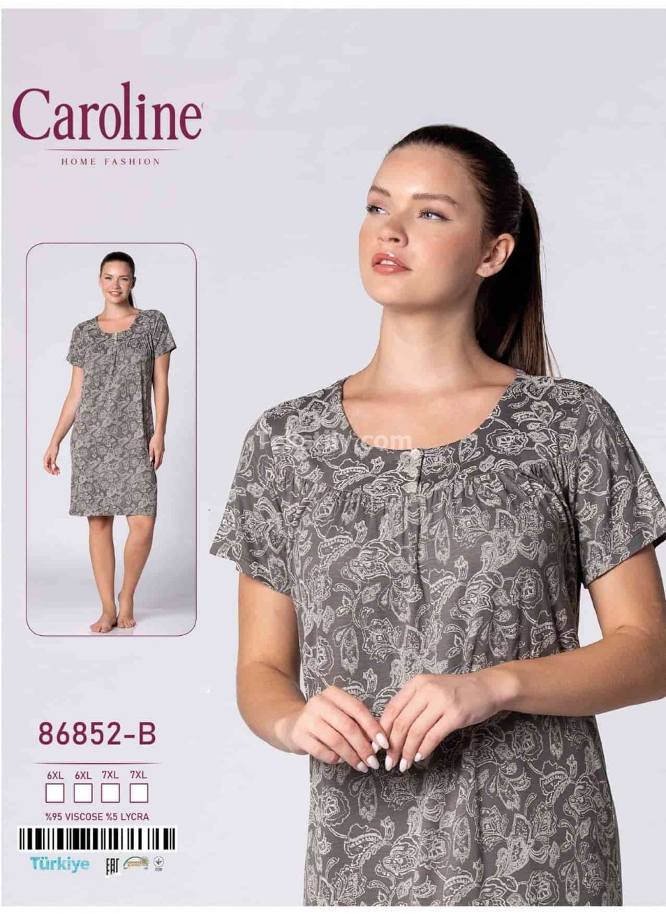 Ночная Женская Сорочка Caroline (6XL+6XL+7XL+7XL)