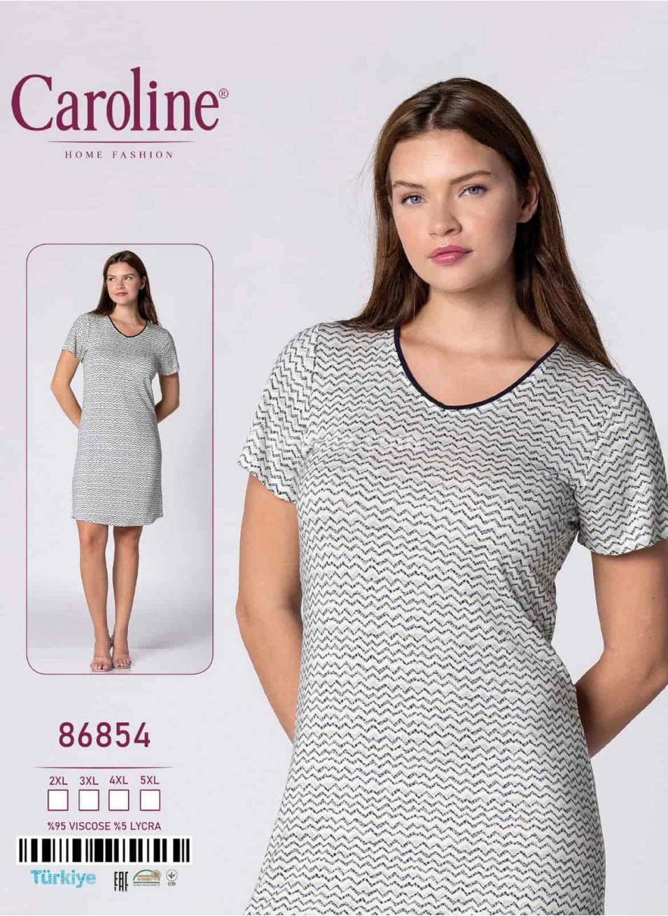 Ночная Женская Сорочка Caroline (2XL+3XL+4XL+5XL)