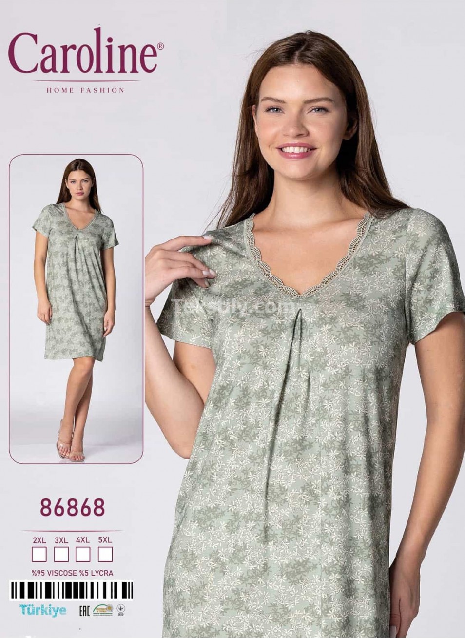 Женская Ночная Сорочка Caroline (2XL+3XL+4XL+5XL)