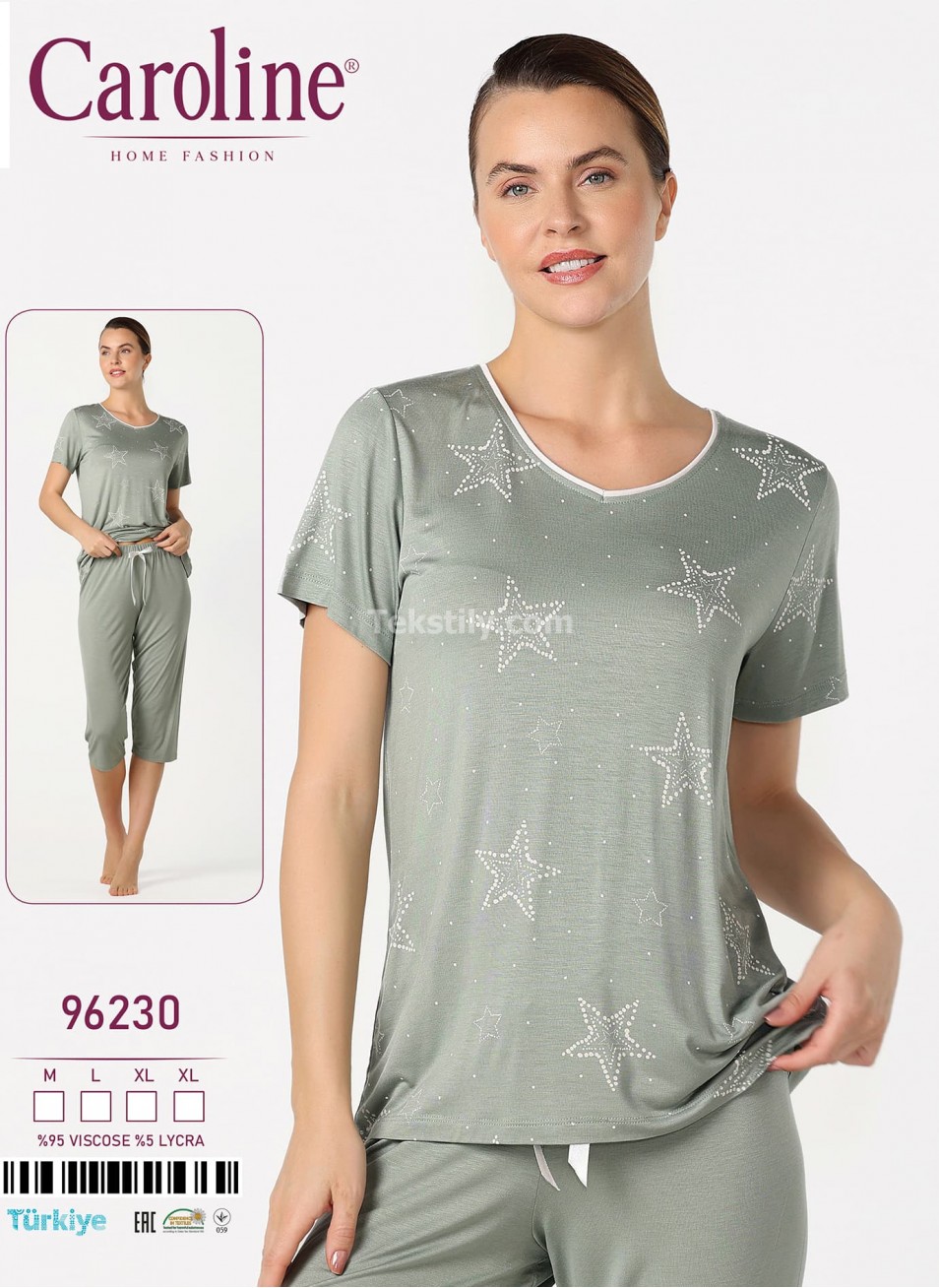 Пижама Женская Комплект с Капри Caroline (M+L+XL+XL)