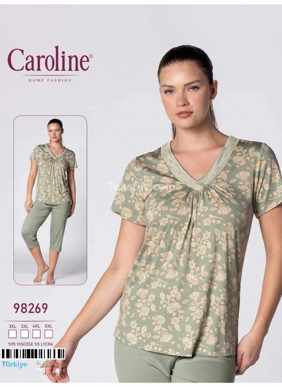 Пижама Женская Комплект с Капри (2XL+3XL+4XL+5XL) Caroline