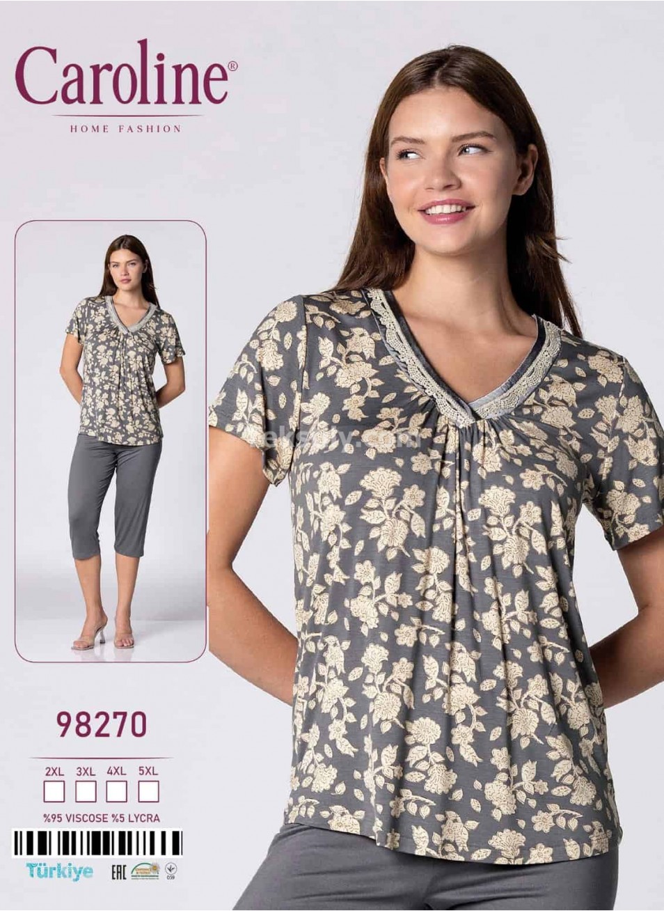 Женская Пижама Комплект с Капри Caroline (2XL+3XL+4XL+5XL)