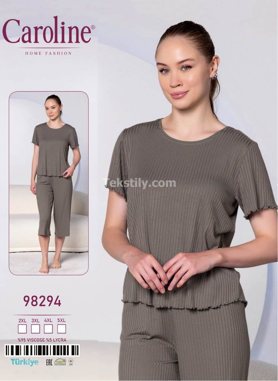 Женская Пижама Комплект с Капри Caroline (2XL+3XL+4XL+5XL)