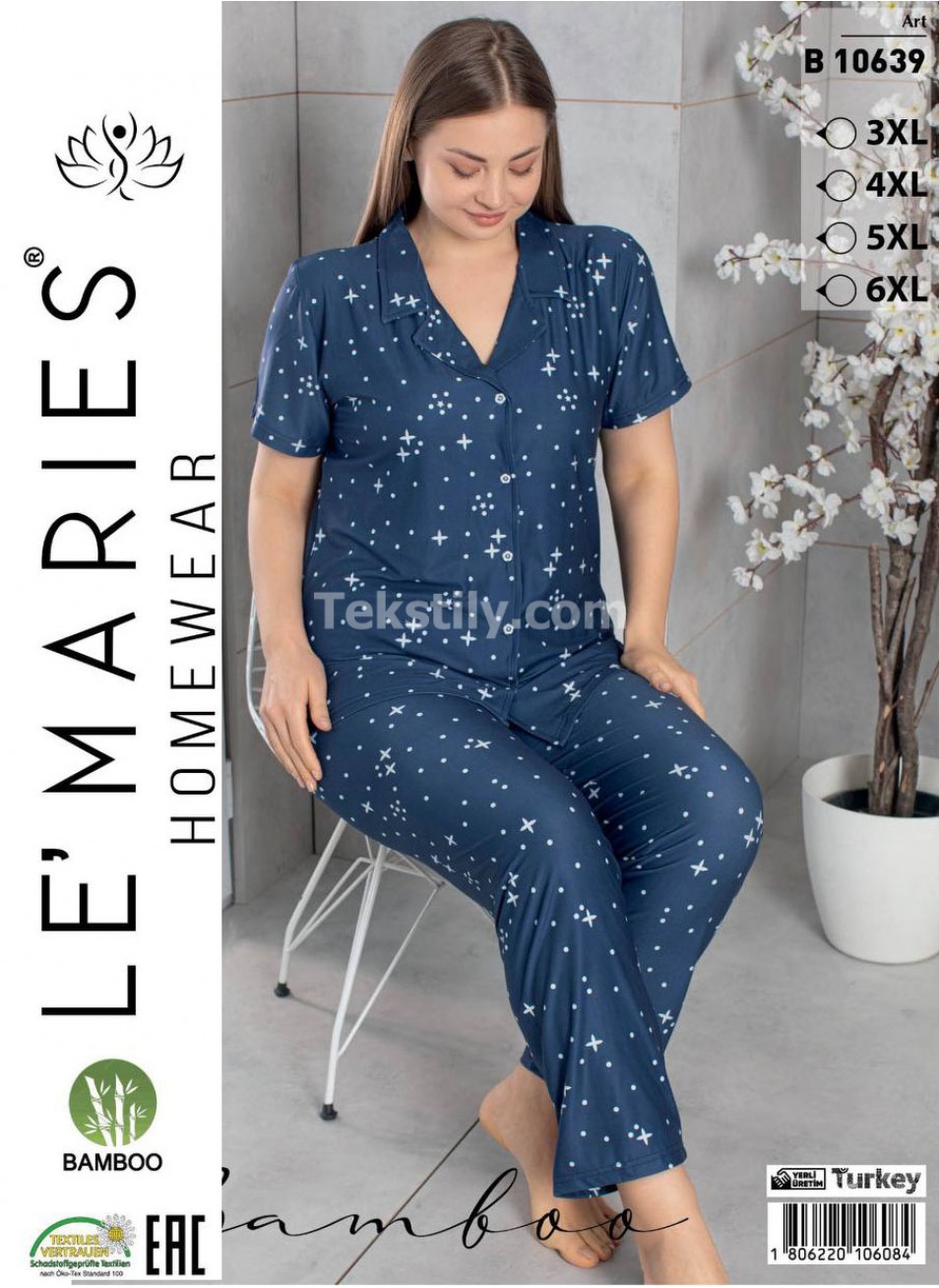 Женский Бамбуковый Домашний Костюм LE'MARIES (3XL+4XL+5XL+6XL)