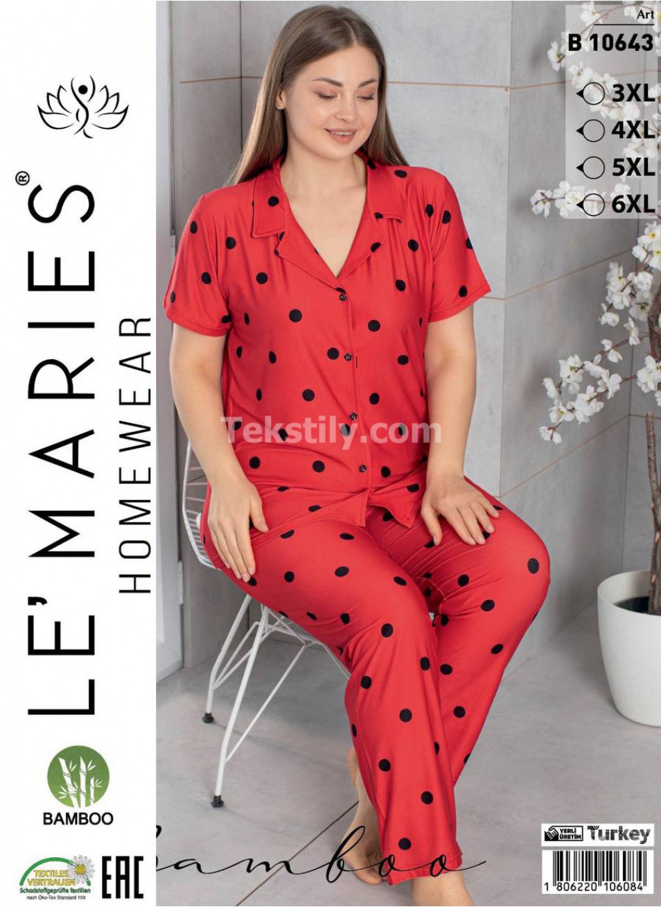 Женский Бамбуковый Домашний Костюм LE'MARIES (3XL+4XL+5XL+6XL)