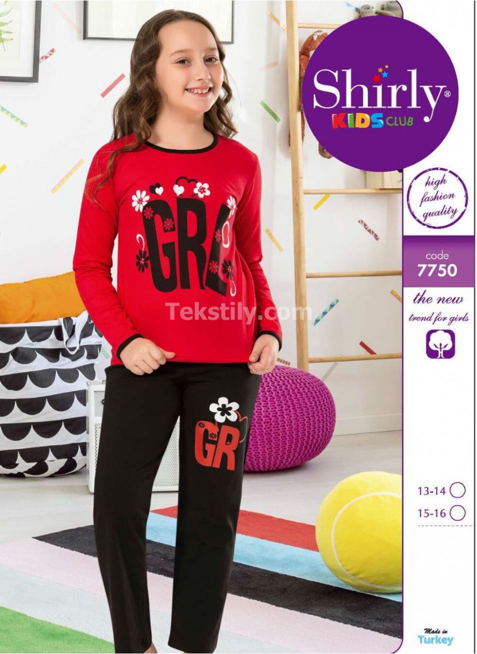 ПОДРОСТКОВАЯ ПИЖАМА ДЛЯ ДЕВОЧЕК (13/14+15/16) Shirly Kids