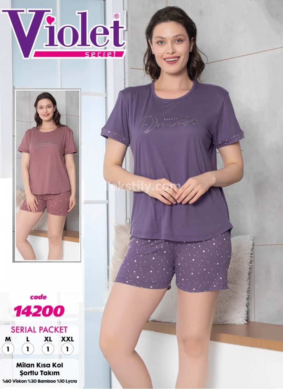 Женский комплект с шортами VIOLET (M+L+XL+2XL)