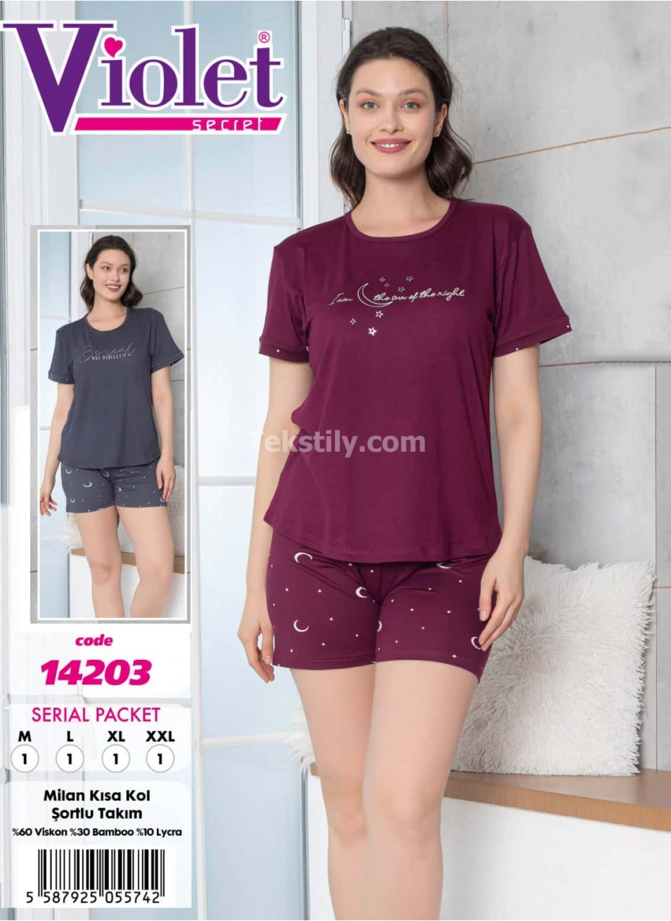 Женский комплект с шортами VIOLET (M+L+XL+2XL)