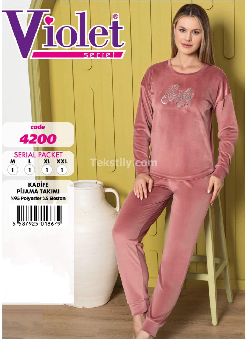 Женский домашний костюм велюр (M+L+XL+2XL) VIOLET