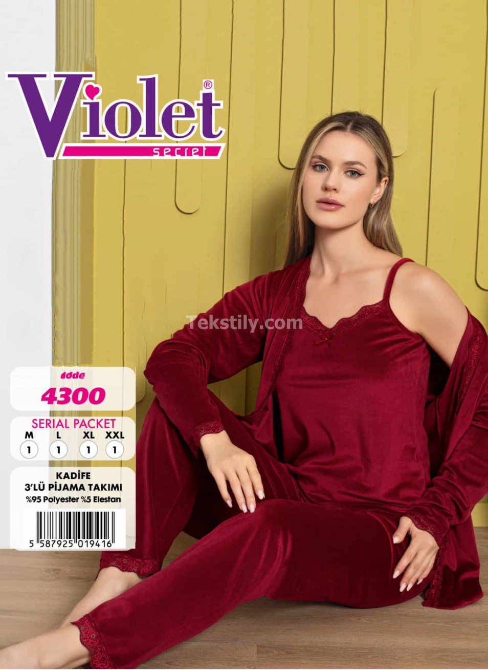 Велюровая женская пижама 3-KA (M+L+XL+2XL) VIOLET