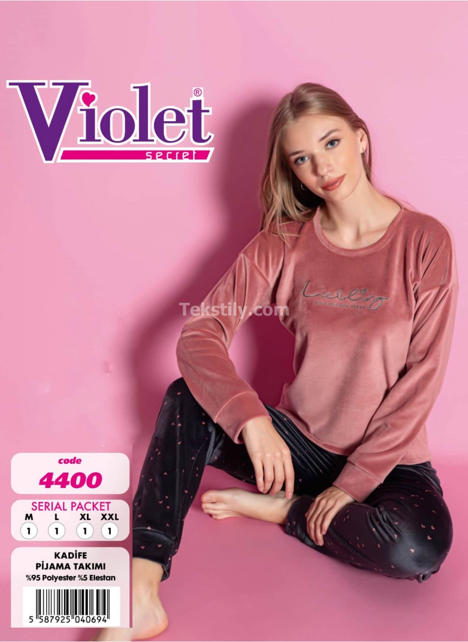 Женский домашний костюм велюр (M+L+XL+2XL) VIOLET